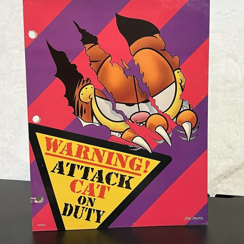 Garfield Odie PAWS 3 Ring Binder Pocket Folders Jim Davis School Lot 3 Vintage